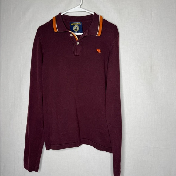 Abercrombie & Fitch Other - Vintage Y2K Abercrombie & Fitch Burgundy Long Sleeve Polo Shirt L Moose Preppy